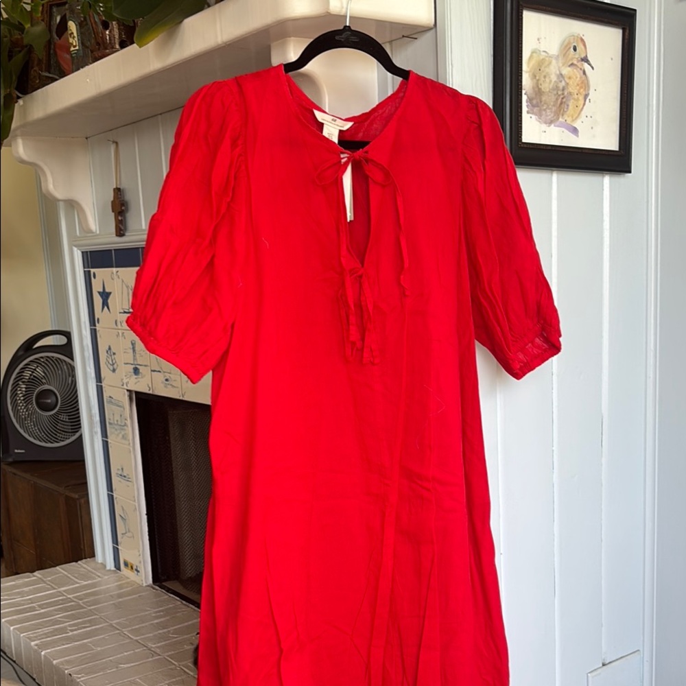 H&M Vibrant Red Dress  with Tie Details